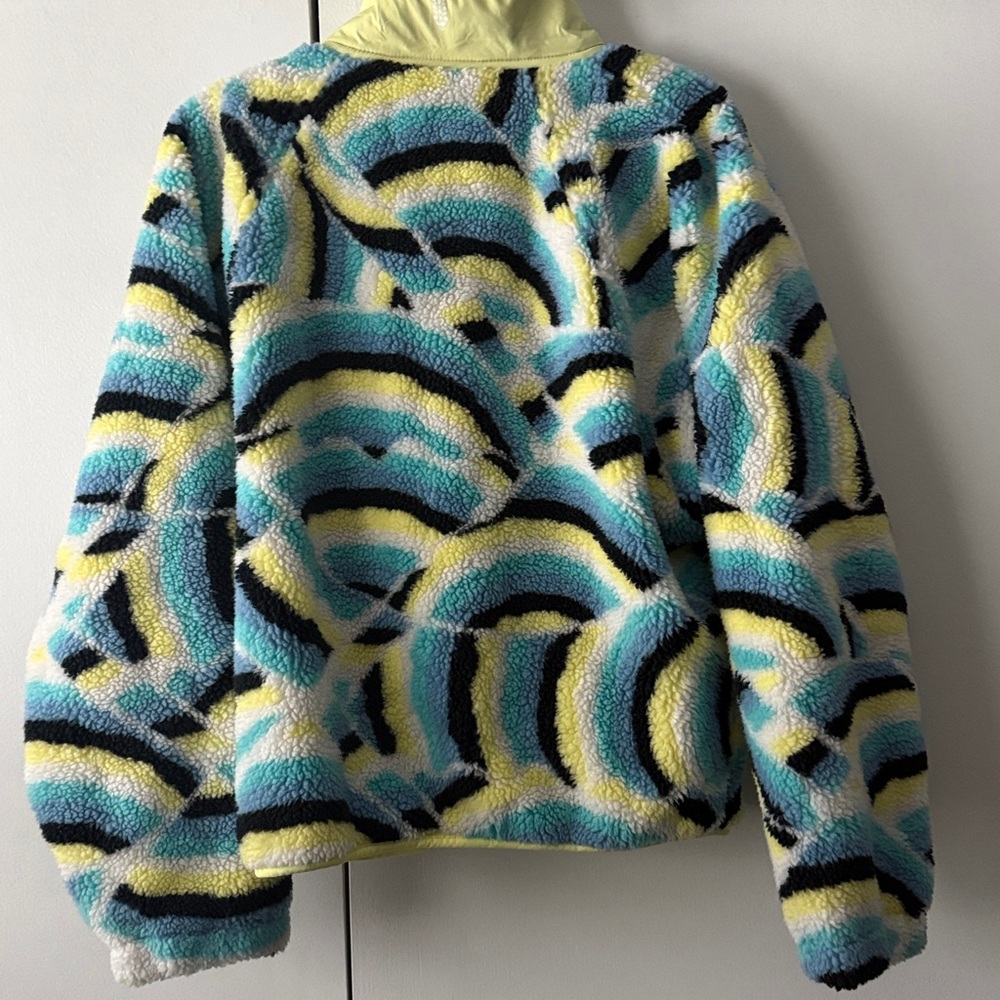 Free People Movement Rocky Ridge Printed Bomber Fleece Jacket Blue Rainbow - Picture 4 of 4